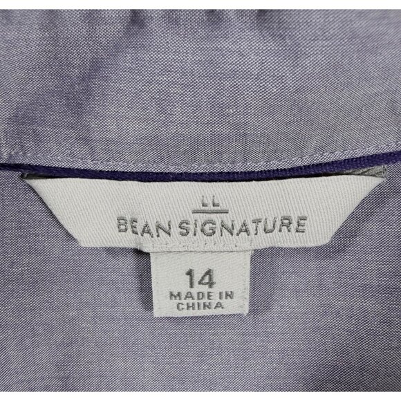 L.L.Bean Signature Women’s Classic Chambray Button Down Blouse 100% Cotton 14 - Picture 3 of 12